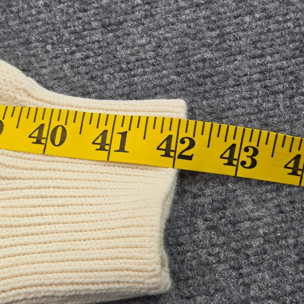 Vintage Lands End Drifter Sweater Mens XL Tall Cream VNeck Shaker Knit USA Made
